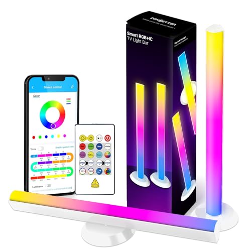 RGB Light Bar, Gaming Light Bars with Multiple Placement Options, Smart LED Light Bars with Music Sync and Scene Modes, Led Light Bar for Room, TV, Monitor, PC Gaming Desk Decor - color: White