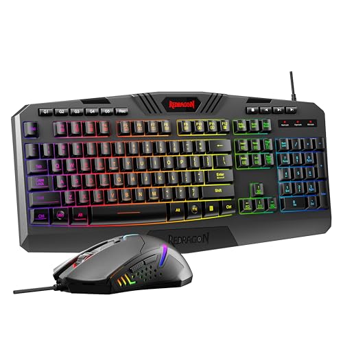 Redragon S101-3 PRO Gaming Keyboard and Mouse, RGB Backlit Programmable Keyboard Mouse with Software, Independent Macro Record Keys, Value Combo Set, New Update Version - color: Black