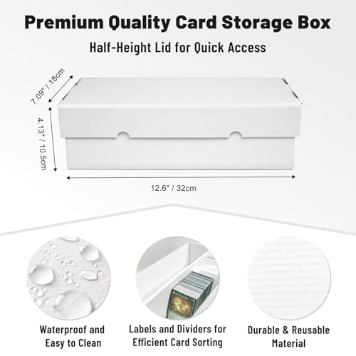 NUMINA 6 Pack 2-Row Card Storage Boxes (Holds Up to 1600 Cards per Box), Easy Access Trading Card Organizer for MTG & Sports Cards, Fits Sleeved & Toploader Cards - size: 6 Pack