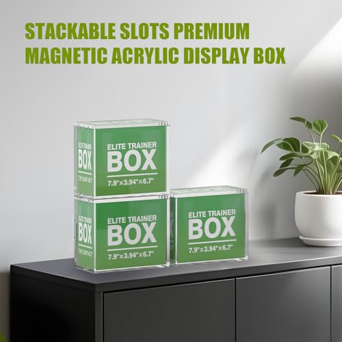 Elite Trainer Box Acrylic Display Case, Magnetic Lid Design, 5mm Thick Stackable Protector for PKMN ETB & Booster Box Collection（3 Pack） - size: Elite Trainer Box Case