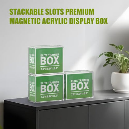 Elite Trainer Box Acrylic Display Case, Magnetic Lid Design, 5mm Thick Stackable Protector for PKMN ETB & Booster Box Collection（3 Pack） - size: Elite Trainer Box Case