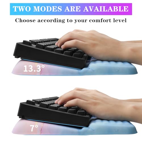 Computer Keyboard Stand with Wrist Rest, Ergonomic Tilted Keyboard Holder - Keyboard Riser with Wrist Pad - Keyboard Tray Support for Office Home - Aqua Marble - color: Keyboard Stand-aqua Marble