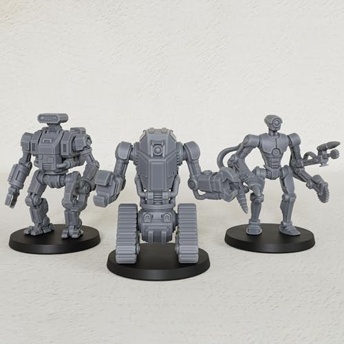 Sci-Fi Minis 28mm Tabletop Unpainted Miniatures -Industrial Droids AS1015 | Miniature Game & TTRPG, 1:56 Role Playing Sci-Fi miniatures RPG Accessory Set
