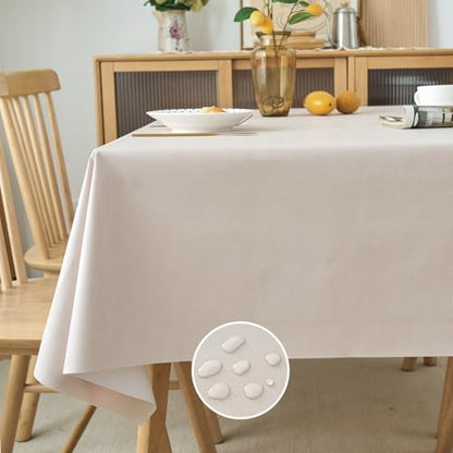 NLMUVW Vinyl Tablecloth Square 100% Waterproof Oil Proof Spill Proof PVC Table Cloth Wipe Clean Table Cover for Kitchen Dining Picnic, Light Brown, 48 x 48 inch - color: Light Brown, size: 48" x 48" (Square)