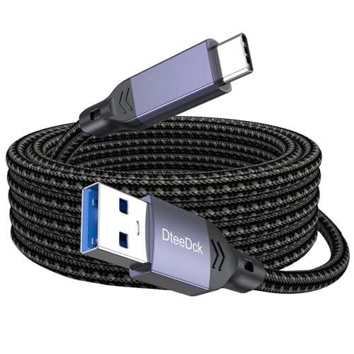 15 Ft USB C Cable Long, 5Gbps Data Transfer & 2.4A Fast Charging USB A to Type C Cord for Xbox PS5 Game Controller iPhone 16/15 Android Phone, iPad, SSD, Microphone, Webcam, Dashcam - size: 15 Feet