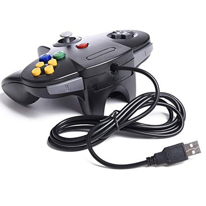 2 Pack USB Wired N64 Controller, miadore Classic N64 PC Gamepad Joystick Controller for Windows PC MAC Linux Raspberry Pi 3 (Black/Red) - color: Black/Red