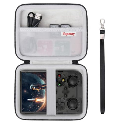 Supmay Hard Carrying Case for G350/RG35XX Pro/RG40XXV/RG405V/RG406V Retro Handheld Game Console, Retro Game Travel Storage Holder with Mesh Bag for SD Card, USB Charging Cable, User Manual, Black - color: Black