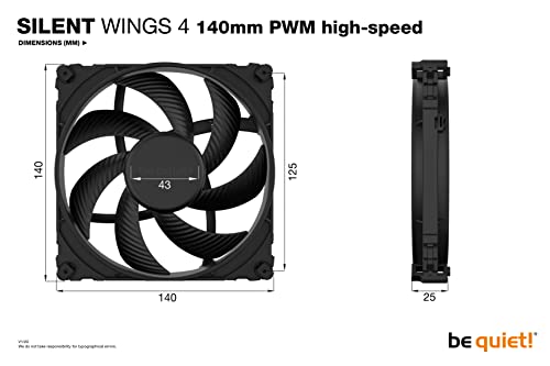 be quiet! Silent Wings 4 140mm PWM High Speed 1900 RPM Premium Low Noise Cooling Fan | 4-Pin | BL097 - color: Black, size: 140mm