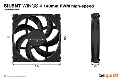 be quiet! Silent Wings 4 140mm PWM High Speed 1900 RPM Premium Low Noise Cooling Fan | 4-Pin | BL097 - color: Black, size: 140mm