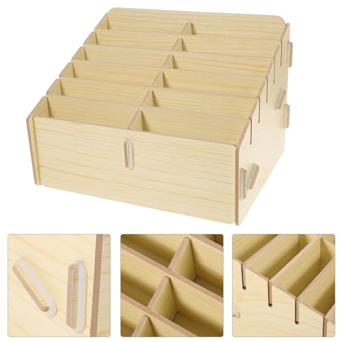 VALICLUD Multi-grid Wooden Gaming Cards Holder Storage Box with Compartments Compact Decks Organizer for Trading and Playing Cards Portable Case and Players