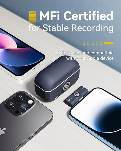 Hollyland Lark M2 Wireless Microphone for iPhone14 & Below, Mini Magnetic Microphone, 300m Range, Hi-Fi Audio, Noise Cancelling, 30h Use, Video Recording (2TX + Lightning RX + Charging Case) | Video Recording (2TX+Lightning RX+Charging Case), Receiver boa