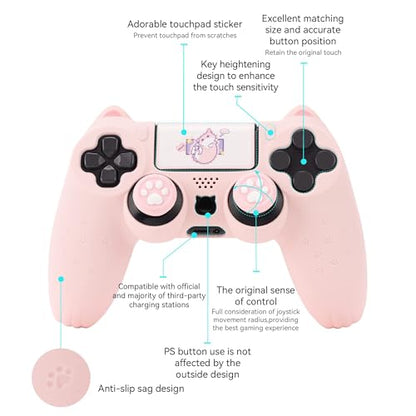 GeekShare Cat Paw DualSense Controller Skin Anti-Slip Silicone Skin Protective Cover Case for DualSense Wireless Controller -- Pink - color: Pink