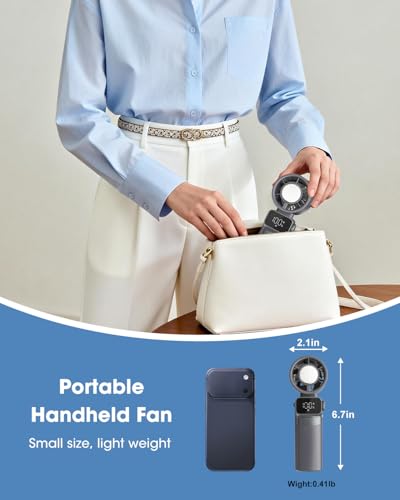 Ouddy Mode Portable Turbo Fan with Ice Cooler, Rechargeable Personal Handheld Fan, 100-Speed Up to 13Hrs Blowing Cold Air Hand Held Portable Pocket Fans - color: Gray