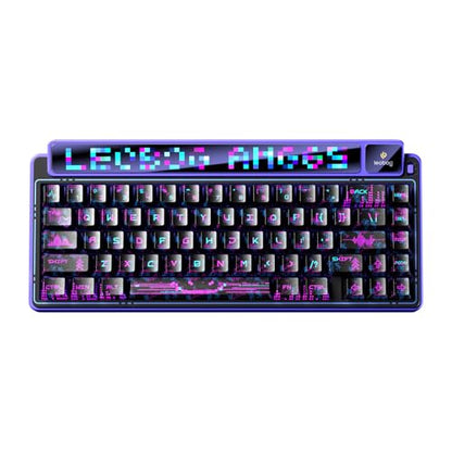 x Aula AMG65 Mechanical Gaming Keyboard with Dual Screen, 65% Wireless Small Custom Keyboard RGB, Bluetooth/2.4G/Wired, Rapid Trigger, Hot Swappable for Windows Laptop PC Mac - Purple - color: Purple