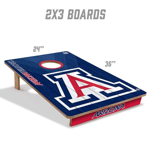YouTheFan NCAA 2’ x 3’ Wood Cornhole Game with Logo Bags - color: Arizona Wildcats