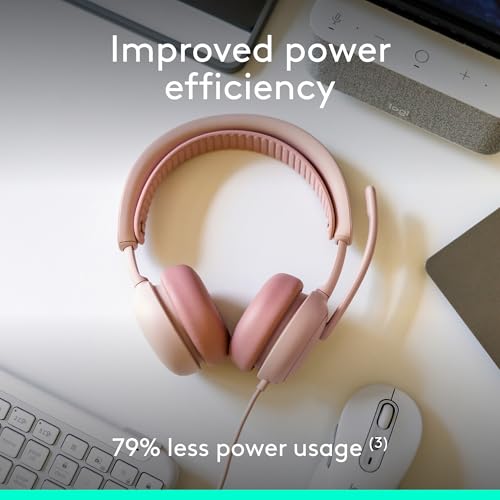 Logitech Zone Wired 2 Noise Canceling Headset with Adaptive Hybrid - Rose | Noise-canceling, USB-C connection, USB-A adapter included - color: Rose, style: Wired