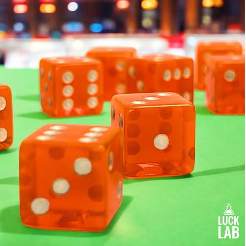 Luck Lab 10 Piece 19 mm Dice Pack - Acrylic and Translucent D6 Dice, Square w/Rounded Edge for Casino, Craps, RPG MTG DND Dice Table Games and Board Games (Orange) - color: Orange
