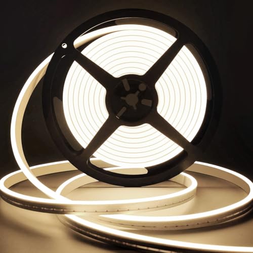 Lamomo LED Neon Lights, 12V Neutral White Dimmable LED Strip Lights, 16.4ft/5m Waterproof LED Neon Rope Lights, Silicone 4500K Neon LED Strip for Bedroom Indoor Home Decor (Power Adapter Included) - color: 4500K White, size: 16.4FT