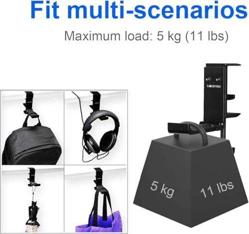 2 Pack Aluminum Headphone Stand Hanger Foldable with Cable Clip - Headset Holder Clamp Hook Under Desk, Save Your Space While Working & Gaming - style: 2 pack