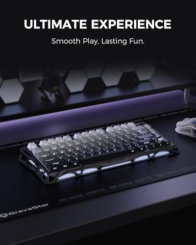 GravaStar Mercury K1 75% Wireless Mechanical Gaming Keyboard RGB Backlit | Gasket Mount, Hot Swappable Linear Switches, Creamy Sound Keyboard, 2.4GHz/USB-C/Bluetooth 5.0, for Win/Mac【Gradient Black】 - color: Gradient Black