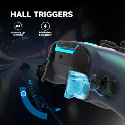 ASRVA Chrome Blue Wireless Pro Controller for PS5,4 Back Buttons,Hall Effect Joystick(No Drift),Micro-Switch,Gyro,Macro,1000mAh,RGB,Compatible with PS5/Pro/Slim/PC/iOS/Android - color: Chrome Blue