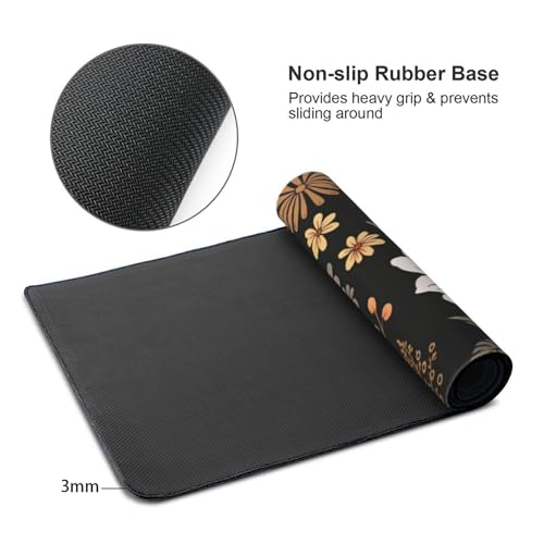 35.4 x 15.7 in, Waterproof XXL Large Mouse Pad for Desk, Extended Keyboard Mouse Mat for Computer Office, Big Laptop Mouse pad, Gaming Pc-Boho Flowers - color: Boho Flowers Black