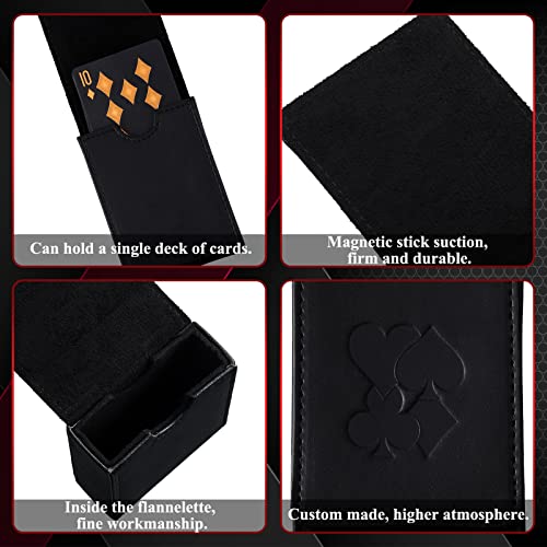 Dingion 2 Pcs Single Playing Card Case Holder Black PU Poker Card Box Protector Fits Bridge and Poker Size