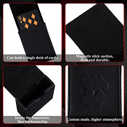 Dingion 2 Pcs Single Playing Card Case Holder Black PU Poker Card Box Protector Fits Bridge and Poker Size