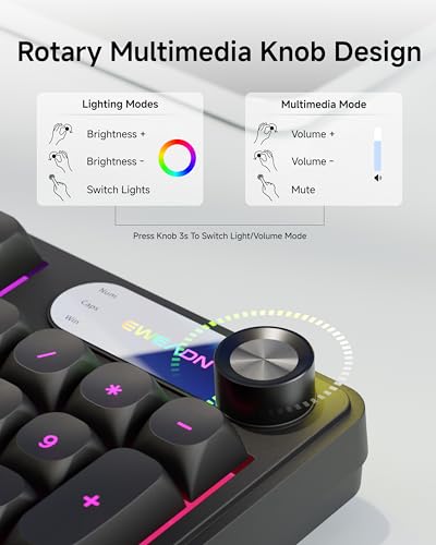 EWEADN Wired Keyboard and Mouse Combo with Detachable Wrist Rest, Quiet Ergonomic Keyboard Mouse Set with Multimedia Knob, RGB Backlit, Double-Shot Keycaps Natural Typing for Laptop, PC - Black - color: Black