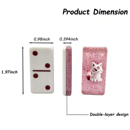 Premium Double 6 Dominoes Set 28 Tiles for Adults,Domino Board Games with Case for for Birthdays, Holidays and Special Occasions (Dominoes-Pink-Fox) - style: Dominoes-Pink-Fox