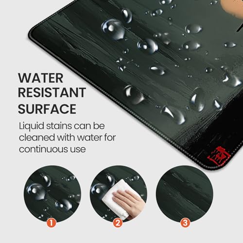 35.4 x 15.7 inch, XXL Extra-Large Gaming Mousepad, Featuring a Japanese Lone Samurai Design, a wear-Resistant, Scratch-Resistant, and Waterproof Surface, and a Non-Slip Rubber Base. - color: Japanese Abstract Style Samurai