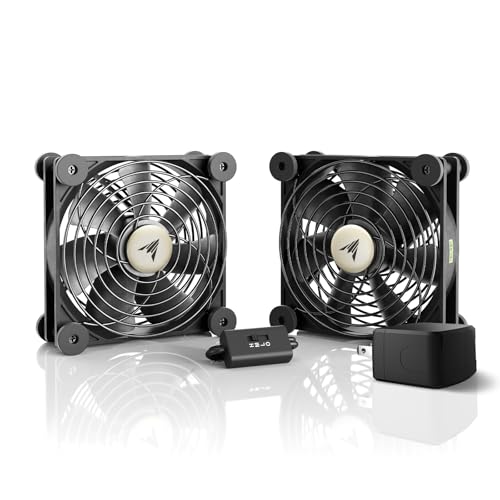 AC Infinity MULTIFAN S7-P, Quiet Dual 120mm AC-Powered Fan | With Speed Control, UL-Certified for Receiver DVR PlayStation Xbox Component Cooling - size: S7-P