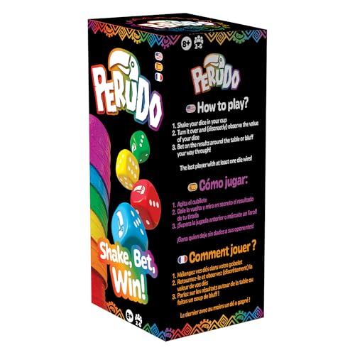 Asmodee Perudo Party Game | Classic Bluffing & Betting Dice Game, Fun For for Groups & Travel, Kids & Adults, Ages 8+, 2-6 Players, 30 Mins