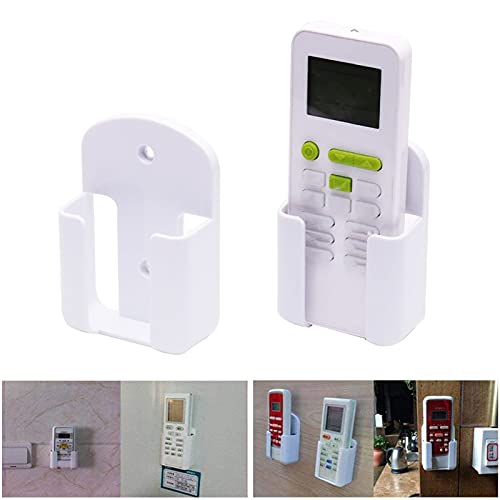2 Pack Remote Control Holder Rack Wall Mounted Air Condition TV Remote Storage Box Organizer, Wall-Mounted Organizer Self Adhesive Media Storage Box Case for Air Conditioner Controller - White