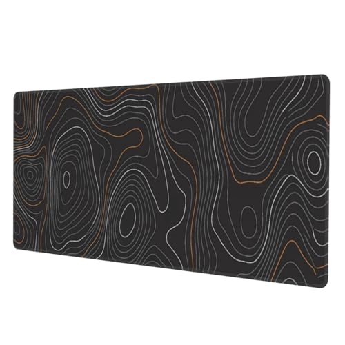 Topographic Map Gaming Mouse Pad, Large Extended Desk Mat (31.5 x 11.8 in), Non-Slip Rubber Base Stitched Edges Mousepad for Work Office Gaming - color: 5