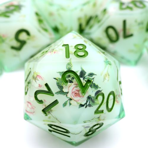XENOLUX Polyhedral Resin DND Dice Set Botanical Vines Sharp Edge RPG Dice for Dungeons and Dragons Tabletop Board Games (L7) - color: L7