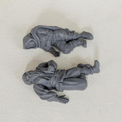 AUSPDICE Corpses Set, Unpainted DND Miniatures, Tabletop RPG Props-AS685 | 28mm Scale Fantasy Corpse Miniatures with Wooden Cart for Dungeons and Dragons, TTRPG Role Playing Accessory for DMS