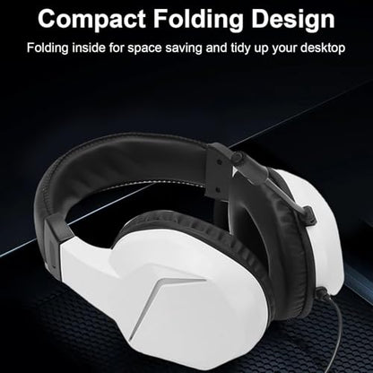 Noise Cancelling Headset Gaming Headset with Microphone USB Wired Headphones with 7.1 Surround Sound RGB Lighting for PC Computer Gaming and Online Classes - color: White