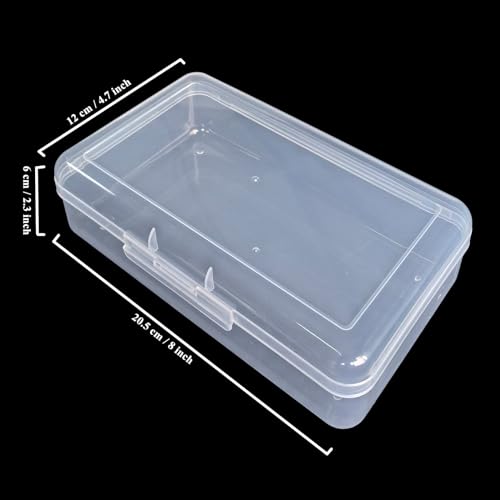 4 Pack Rectangular Clear Plastic Storage Containers, 8x4.7x2.3 inch | Hinged Lid, For Beads and Small Craft Items - size: 8 x 4.7 x 2.3 inch