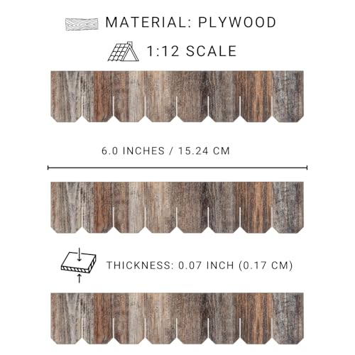 Dollhouse Wooden Roof Shingles, Set of 25 Strips, REDUCIO! (Rustic Timber) - color: Rustic Timber