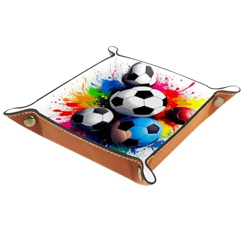 Dice Trays Soccer Holder Storage Box for Dice Games Like RPG DND, Leather Dice Holder Portable Folding Rolling Dice Tray, 16x16cm - color: Multi 6
