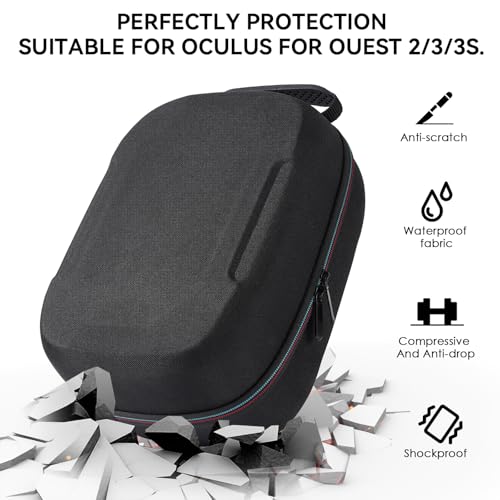 Hard Carrying Case Compatible with Meta Quest 3S/Quest 3/Oculus Quest 2/VP/Pico4,Compatible with VR Headsetible with Battery Elite Strap,Controllers and Other Accessories,Hard Shell Case-Black - color: Black