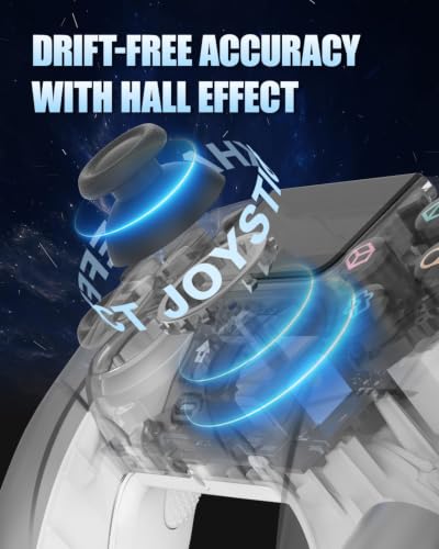 GUOC LED Wireless Controller for PS5 with Hall Effect Joystick and Trigger,4 Macron Boutton Extended Grip Controller Compatible with PS5 Pro/Slim, Dual Vibration, Remap/Turbo Function