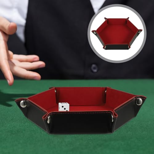 ibasenice Folding Dice Tray Portable Pu Dice Plate for Tabletop Games Storage Box Deep Convenient and Design for Organizing and Items