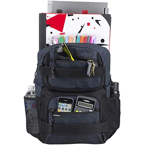 Eastsport Travel Skateboard Backpack Double Strap Laptop Bag Multi-Sport Design for Men and Women, Navy Gradient Ripstop - color: Navy/Gradient Ripstop Print