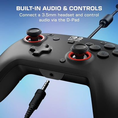 Turtle Beach Rematch Wired Gaming Controller, Nintendo Switch 2, Lite, OLED | Hall-Effect Thumbsticks, 2 Mappable Buttons, Audio Jack, C-Button for Game Chat, Licensed for Nintendo Switch 2, Black & Red - color: Black