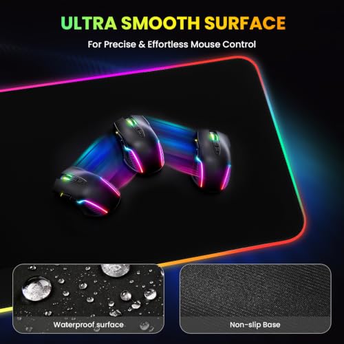 Gimars Upgrade 3 in 1 RGB Mouse Pad with 15W Magnetic Fast Wireless Charging, 31.5x11.8x0.16in Gaming Mousepad, 15 Color Modes, Waterproof Non-Slip XXL Desk Mat with Smooth Surface for Home Office PC - color: Black（3 in 1 RGB Wireles Charging)