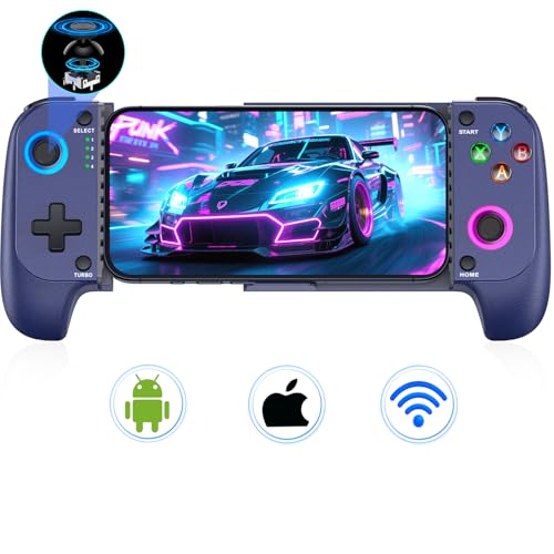 LIFUFUTEE Mobile Gaming Controller for iPhone/Android, Wireless Phone Controller with Hall Joysticks, Mobile Controller Phone Case Support for Xbox Game Pass, Steam Link & More, Blue - color: Blue