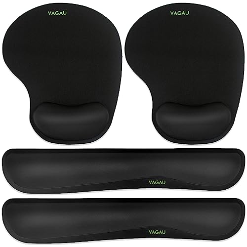VAGAU Premium Keyboard Wrist Rest and Mouse Pad Wrist Support for 2 Pack | Ergonomic Memory Foam Set for Office, Laptop, Mac, Computer and Gaming, Comfortable Typing &Wrist Pain Relief - color: 2p-e-black, style: 2P-Keyboard and Mouse Wrist Rest