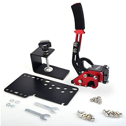 CNRAQR PC Racing Game USB Handbrake for 16Bit SIM for Racing Games, Compatible with G27 G29 G923 T500 T300 Simulate Linear Handbrake Red（With Fixing Clip and Plate - color: Red
